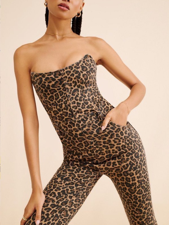 Show Me Your MuMu Pants - Show Me Your Mumu Strapless Leopard Print Jumpsuit - Brown & Black